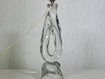 Grand pied de lampe double en cristal DAUM, vers 1960 et un abat jour