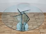 Pierangelo Gallotti pour GALLOTTI & RADICE, table de salle à manger ronde « Vaso » en verre biseauté, vers 1980